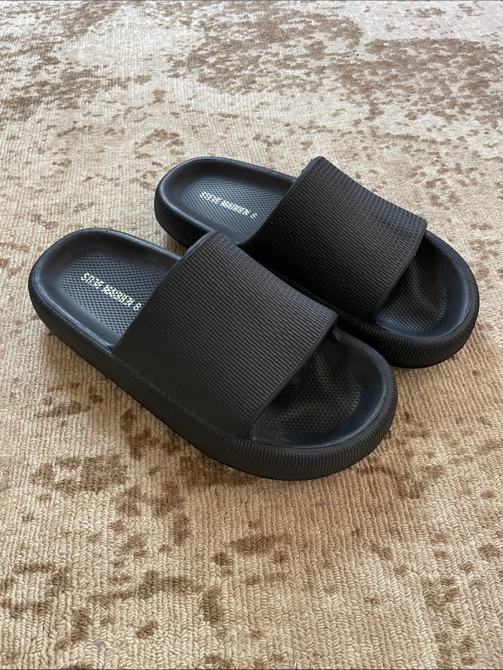 Steve Madden Black Scuba Slide Sandals